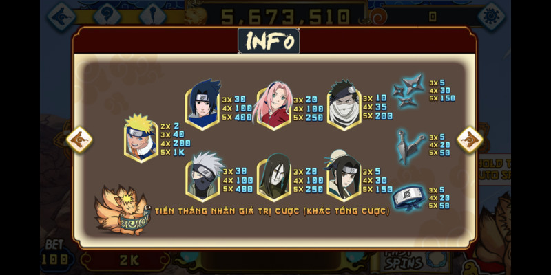Cách Chơi Naruto Iwin Ăn Thưởng Đậm Dành Cho Tân Thủ 5 Hệ số thanh toán thưởng Naruto Slots