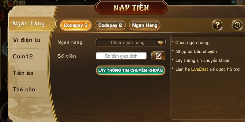 Hình thức nạp tiền Iwin club