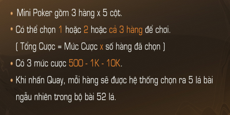 Hướng dẫn cách chơi mini poker