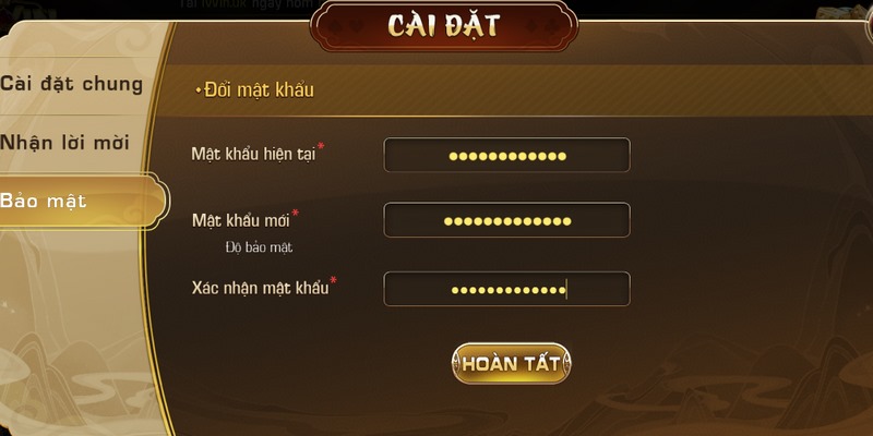 Khi đổi mật khẩu hãy điền thông tin đầy đủ theo chỉ dẫn của Iwin